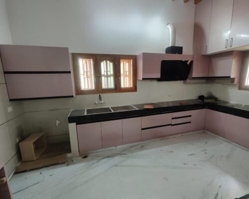 PASTEL MATTE L-SHAPED MODULAR KITCHEN